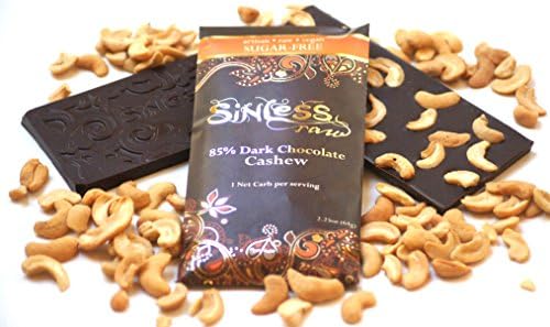 12-pack-Sinless Raw Cashew 85% Chocolate Bar, 2.25 Oz (64g) (Cashew 85%)