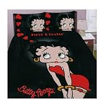 NEW BETTY BOOP BLACK KISSING DOUBLE DUVET COVER BEDDING QUILT SET