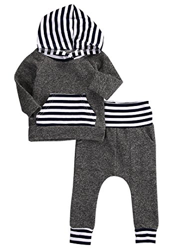 Newborn Baby Boy Girl Warm Hoodie T-shirt Top + Pants Outfits Set Kids Clothes