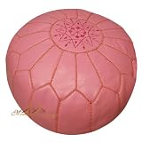 Moroccan Leather Pouf Pink Poufs Ottoman