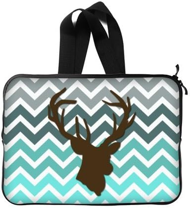 Funny Laptop Bag - Hot 15,15.6 Inch Turquoise Chevron Deer Head Notebook/MacBook Pro/ MacBook Air Laptop Handle Laptop Sleeve Bags