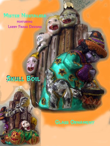 WITCH CAULDRON Skull Boil Larry Fraga Creepy Halloween Ornament