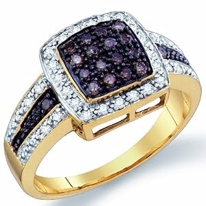 Chocolate Brown Diamond Ring Anniversary Cocktail Yellow Gold (1/2 ct.tw.), size 8