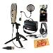 CAD U37 USB Studio Recording Microphone Bundle with Gator GM-4 Padded Mic Bag, Headphones, Velcro Cable Ties, Pop Filter, and Polishing Cloth