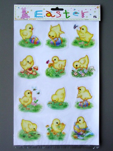 5 x sheets of Repositionable Easter Chick Stickers