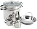 Prime Pacific 12 Quart Stainless Steel Pasta Cooker/Steamer with Glass Lid includes Bonus 2 Piece 12 Ounce Stainless Steel Individual Teapots