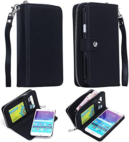 Samsung Galaxy Note 4 Case,ATQ® Premium Leather Wallet Case 2 in 1 Magnetic Detachable Back Back Flip Case with Strap