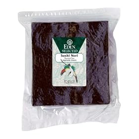Eden Sushi Nori, Toasted Cultivated, 50 Count, 4.4-Ounce Package by Eden
