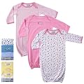 3-Pack Rib Knit Infant Gowns, Yellow, 0-3 months