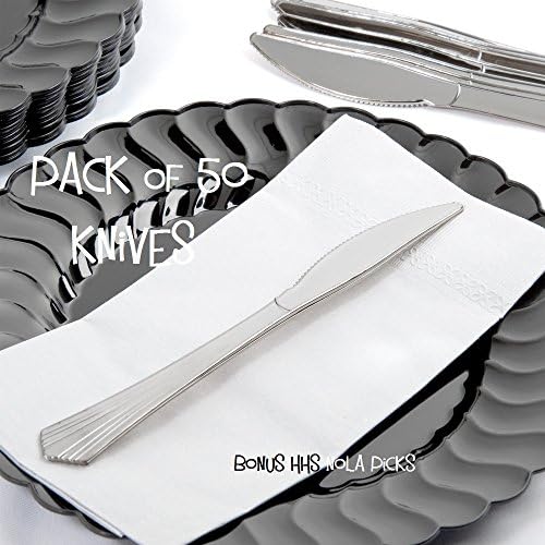 50 Knives SILVER VISIONS Plastic Silverware, Looks Like Silver Cutlery