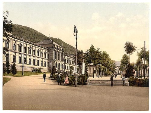 Buy Canvas Print of: Baths. New bath house, Bad Hartzburg and Burgberg, Hartz, Germany wall sized poster (photochrom) photochrome measured in inches