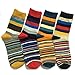 5 Pack Colorful Stripe Cotton Ankle CasualCrew Socks Vintage Style Sport Sock, Large