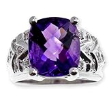 Gold-Exotic: 14K Amethyst and Diamond Ring