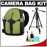 Vanguard BIIN 37 Digital SLR Camera Sling Backpack Case (Green) + Tripod Ki ....