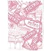 Paris Metro All over Pink Subway RATP Paris Map Tea or Kitchen Dish Towel