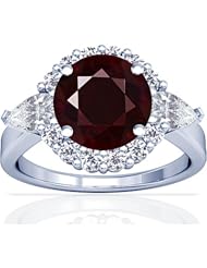 Platinum Round Cut Ruby Ring With Sidestones