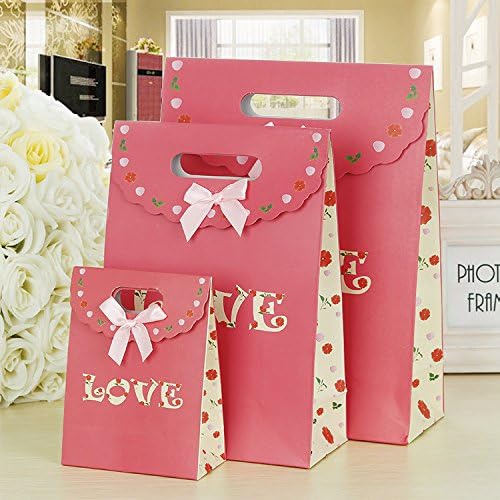 25 Pcs Paper Gift Bags Shopping Sales Tote Bags Candy Bag Collection(M)
