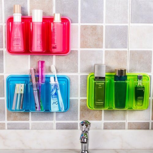 Kitchen Bathroom Plastic Wall Hanging Box Organizers Storage Shelves Cabinet (Blue)