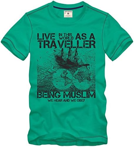 Men's 100% Cotton Classic Print Islam Muslim Arabic Crew Neck T-shirt Tee Shirts