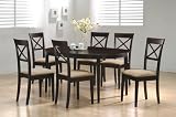 7 pc espresso finish dining room table set with solid hard woods and veneers