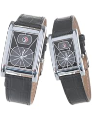Orient Idea Ori-0223E Pair of Elegant His & Her Quartz Wrist Watches with Synthetic Leather Strap for Couple Lovers