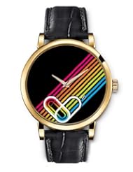 SPRAWL Aanalog Fashion Series Gold Ladies Watches of Genuine Black Leather Strap,Unique Wrist Watch for Women Girls Designed with Colorful stripes