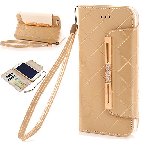 iPhone 6s , iPhone 6s Case,iPhone 6s Phone Case,Candywe Accessories iPhone 6S [Gold] [Card Slots] PU [Flip] Leather Case Cover With Strap For iPhone 6S 4.7"(2015)/iPhone 6 (2014)