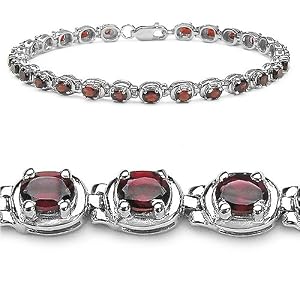 6.75 Carat Genuine Garnet Silver Bracelet by