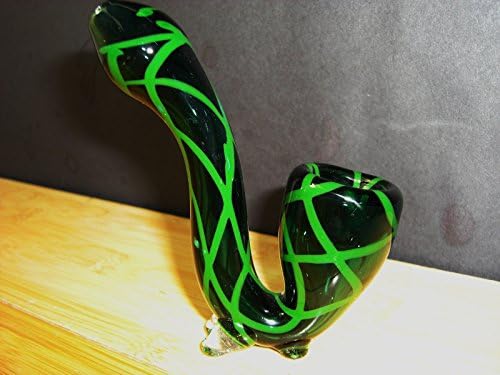 Green Sherlock Style Incense Burner Clear Fumed Body American Blown Spoon