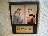 Star Trek Ambassador Spock and Lt. Commander Data Leonard Nimoy and Brent Spiner Signed Autographed Unification Photo Plaque