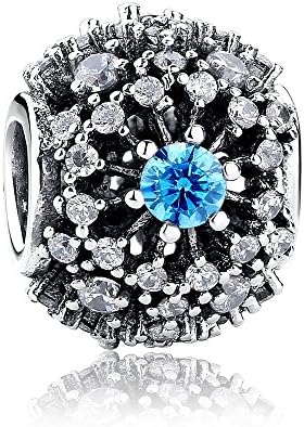 Sterling Silver Cinderella'S Wish Blue Ball Essense Round Beads Charm Fit 3mm European Bracelets CS179OP