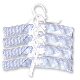 Click here to buy 4 PACK HANGERS - BLUE GINGHAM SEERSUCKER by Trend Lab.