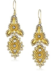 Miguel Ases Gold Beaded 14K Gold Filled Mini 3-Point Drop Earrings