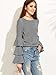 SheIn Women's Round Neck Ruffle Long Sleeve Blouse Small Grey