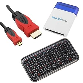 GTMax Bluetooth Wireless Mini Keyboard with Cleaning Brush + 3FT Micro-HDMI to HDMI Cable for Amazon Kindle Fire HD 7' , Kindle Fire HD 8.9' / Kindle Fire HD 8.9' 4G LTE Tablet , 2012 Model