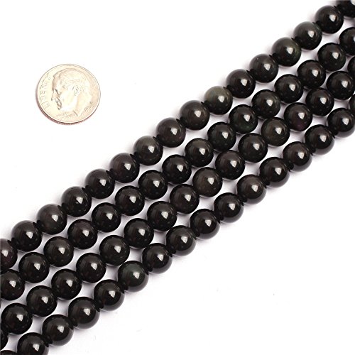 8mm Round Black Obsidian Beads Strand 15