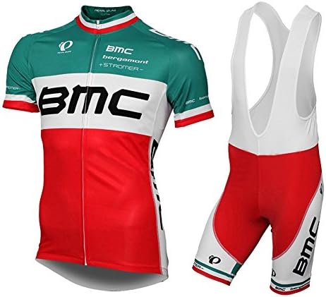 LingDing Mens 2015 BMC Racing Switzerland Pro MTB Road Breathable Cycling Short Sleeve Jersey and Bib Shorts Suit Medium