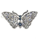 Silver tone Filigree Blue Butterfly Wire Barrette