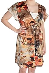 Beaded Feathers Floral Print Cotton/Polyester Tunic 