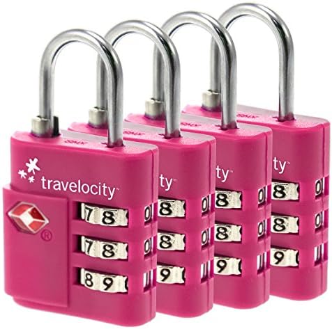 4 TSA Approved Combo Luggage Travel Sentry Locks Red Indicator Open Alert Pop-Up
