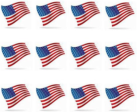 American Flag, Jspoir US Stick Flag 5.5 x 8.3-Inch Mounted on 12-Inch Wood Stick, 12 Pcs