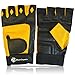 Muscle Composition Gym Gloves with Wrist Closure for Men & Women, Padded Workout Crossfit, Weightlifting, Black/Yellow or Black, Premium Quality