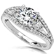 1-3/4ct TW Certified Round & Baguette Diamond Engagement Ring in 18Kt Gold (Size 6.25)