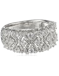 Sterling Silver Created White Sapphire Fancy Ring, Size 7