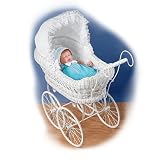 The White Victorian-Style Wicker Baby Doll Carriage: Baby Doll Accessories by The Ashton-Drake Galleries