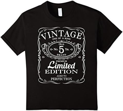 Kids 5th Birthday Gift Vintage Premium Limited Edition T-Shirt 6 Black