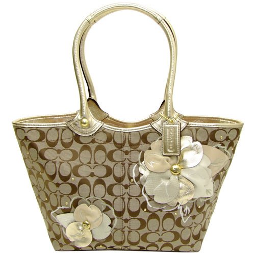 Coach Bleeker Floral Tote (Khaki/White)
