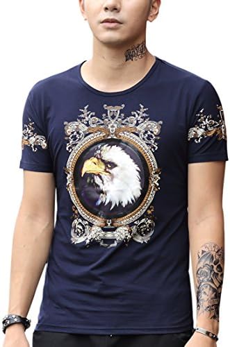 Cropped Fashion Men's Short sleeve T-Shirt Landscapes 3D Print (XL, Navy Blue)