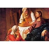 Professionally Framed Vermeer Christ in the House of Mary and Martha Art Print Poster - 11x17 with RichAndFramous Black Wood Frame