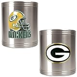 Green Bay Packers 2-Piece Stainless Steel Can Holder Set (Primary Logo & Helmet Logo) Stainless Steel Coffee Bottle